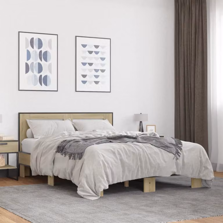 Giroletto vidaXL in Rovere Sonoma e Metallo, L 140 cm x P 200 cm
