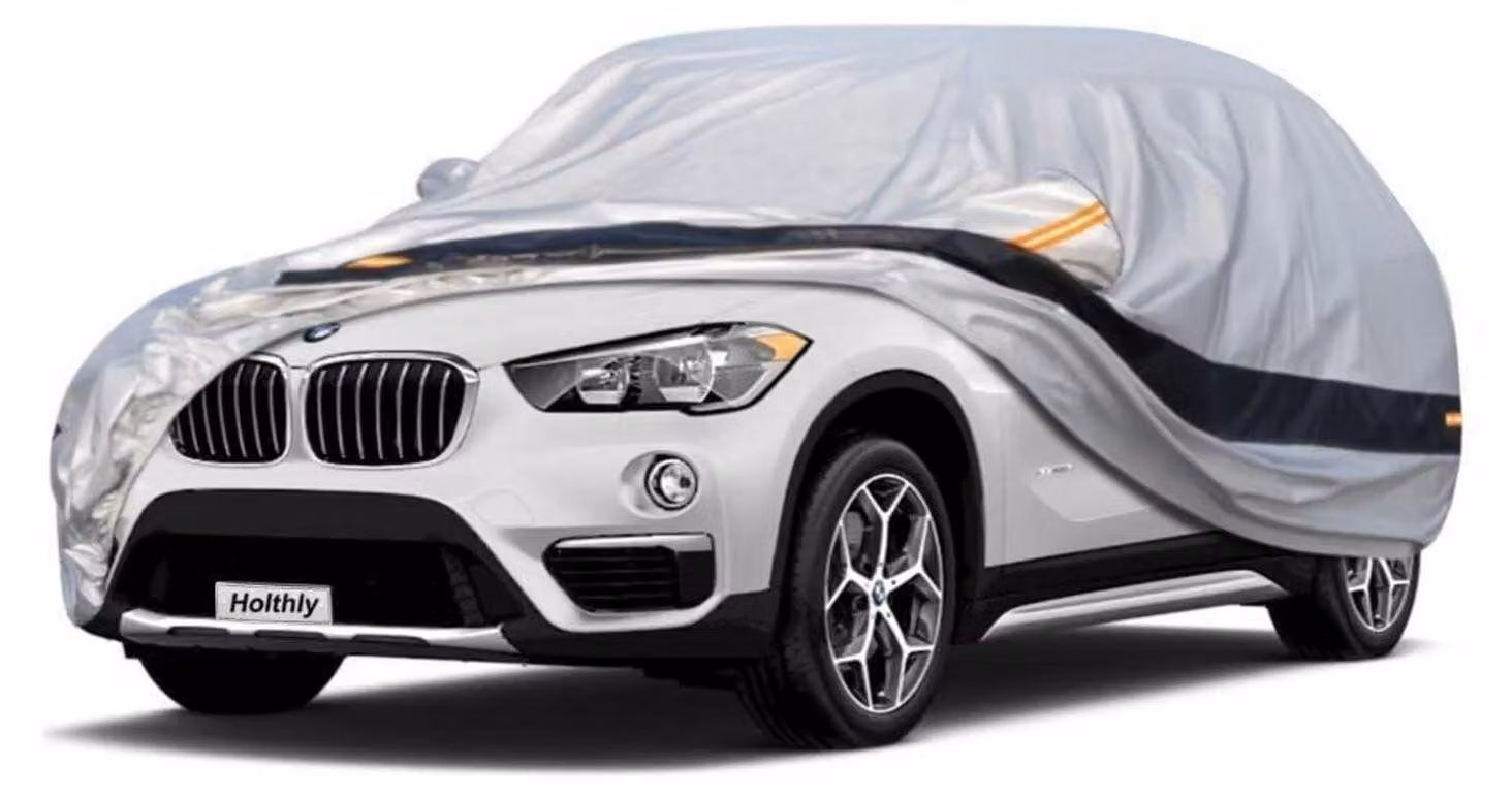 Copertura protettiva per auto, compatibile con BMW X1 (2009-2024), multistrato (10 strati), impermeabile, con protezione UV, colore argento