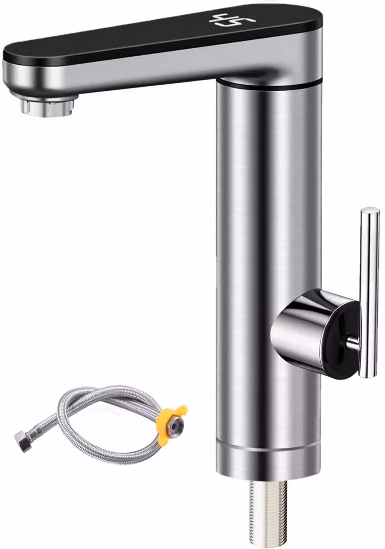 Rubinetto elettrico per acqua calda, 3000 W, acciaio inossidabile, display digitale