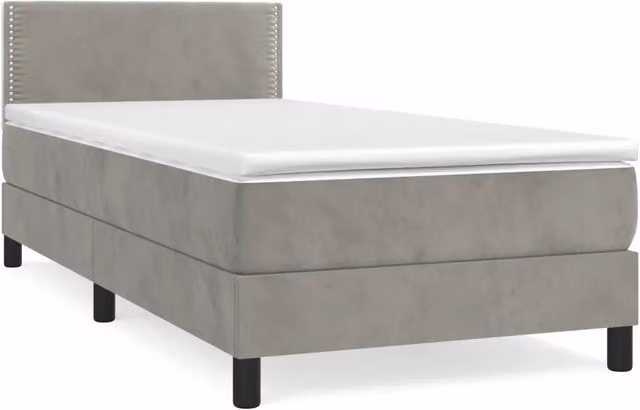Letto singolo | Letto per adulti | Giroletto a Molle con Materasso Grigio Chiaro 100x200cm Velluto