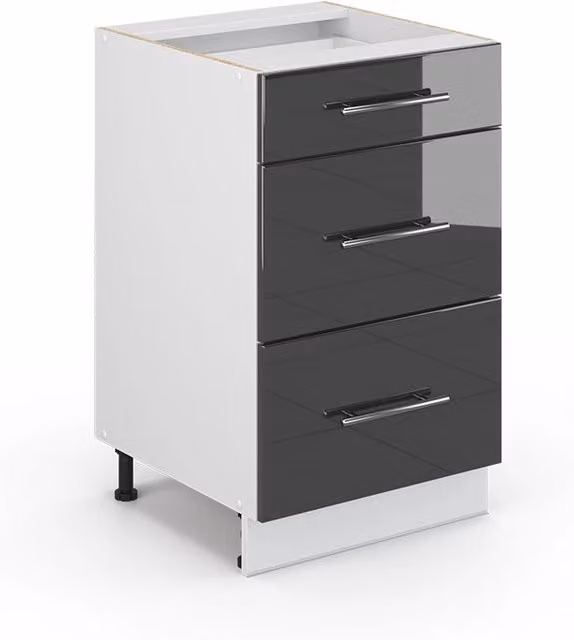 Cassettiera da bagno Vicco Fame-Line Antracite lucido con cassettoni soft-close L: 50 cm, H: 82 cm