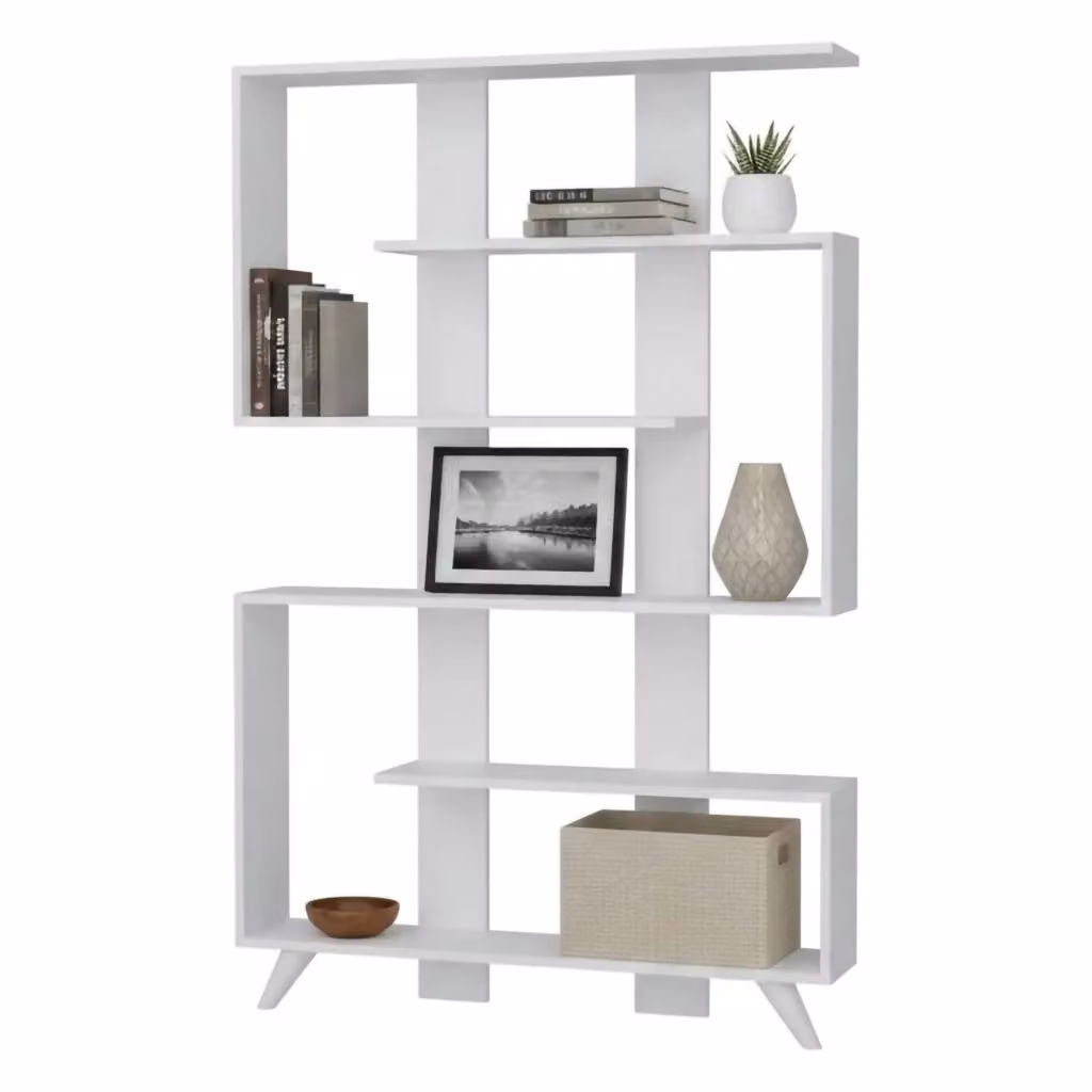 Libreria Spodumene DMORA, Scaffale da ufficio e mobile portalibri moderno, Bianco, L: 120 cm, P: 20 cm, H: 162 cm – 2