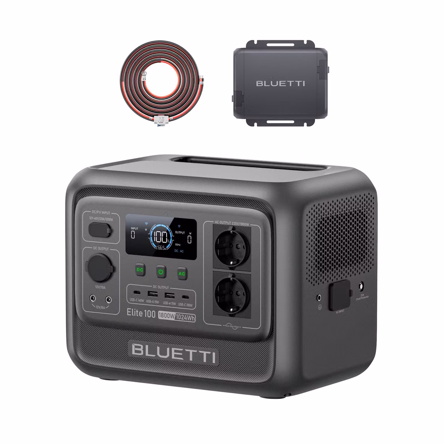 BLUETTI Elite 100 V2 + Caricatore 1 Stazione di alimentazione portatile, batteria di backup da 1024Wh con 2 uscite AC da 1800W, generatore solare per campeggio, interruzioni di corrente