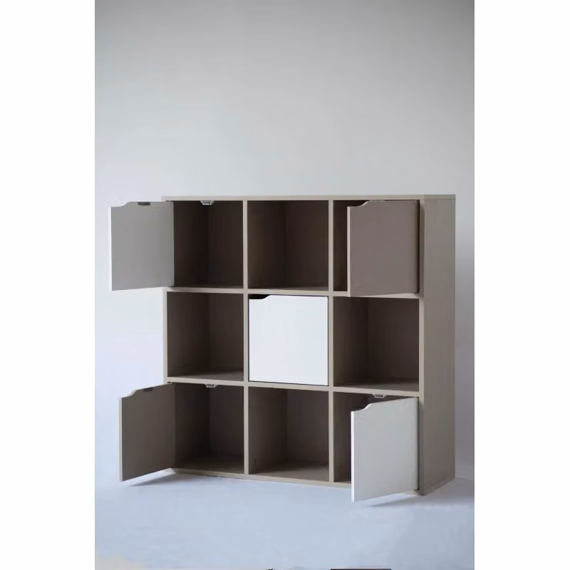 Libreria Miracle Casa Collection con 5 Ante e 4 Vani, Colore Tortora e Bianco Legno – 2