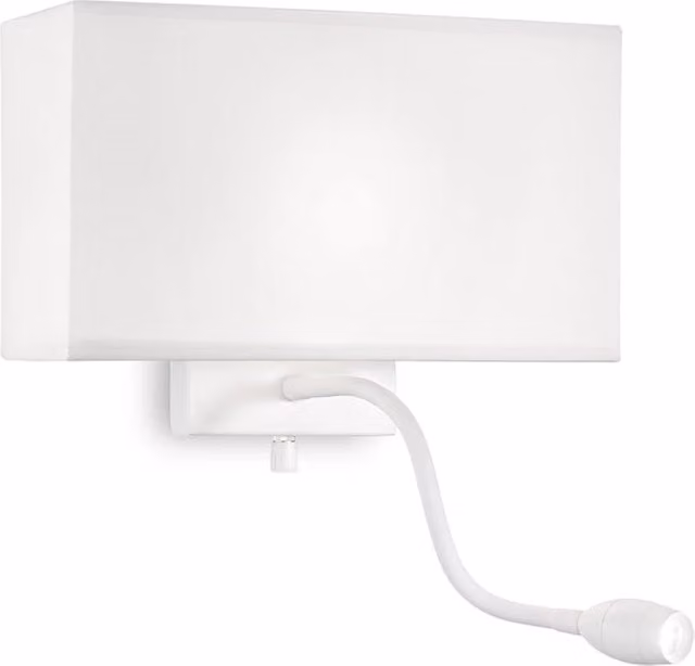 Applique Moderna IDEAL LUX in Metallo Bianco con 2 Luci E27 e LED 1,5W Regolabile