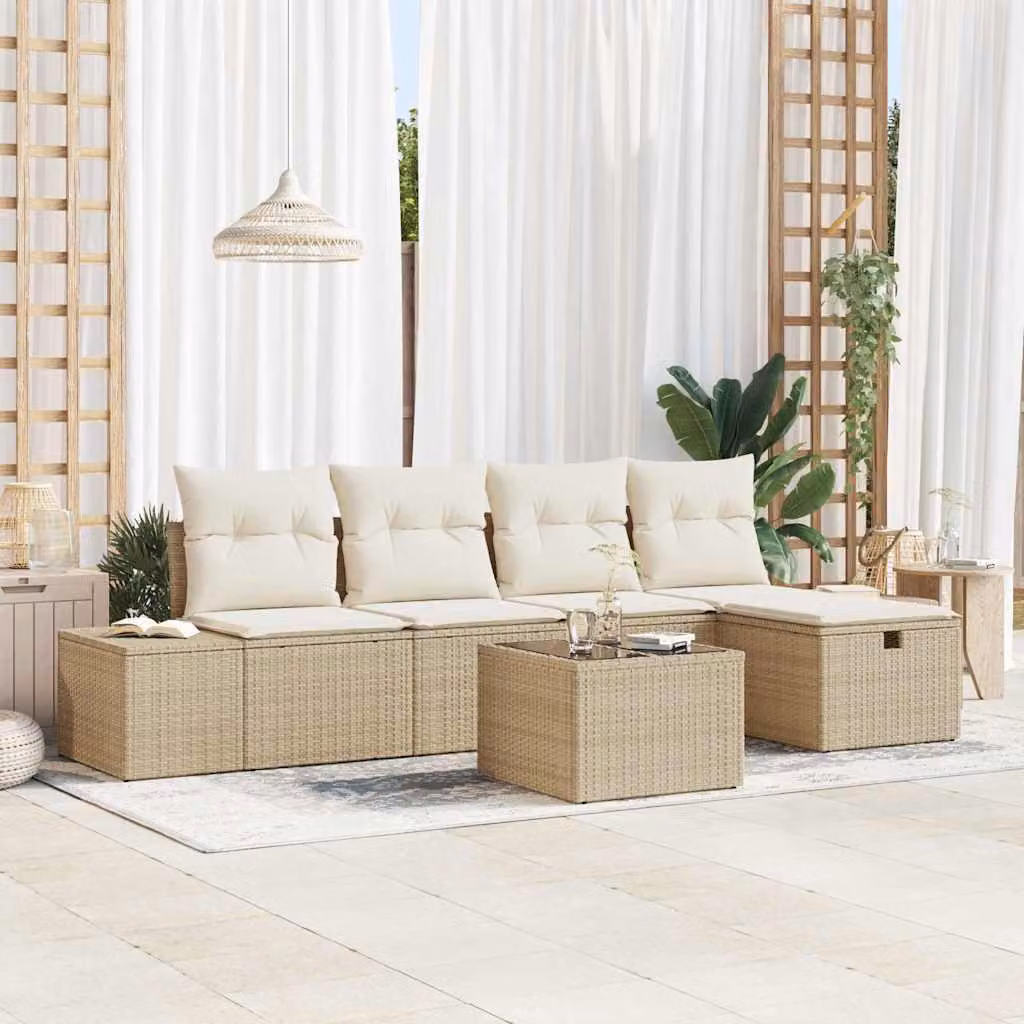 Maison Exclusive - Set di divani da esterno, 6 pezzi, in rattan sintetico