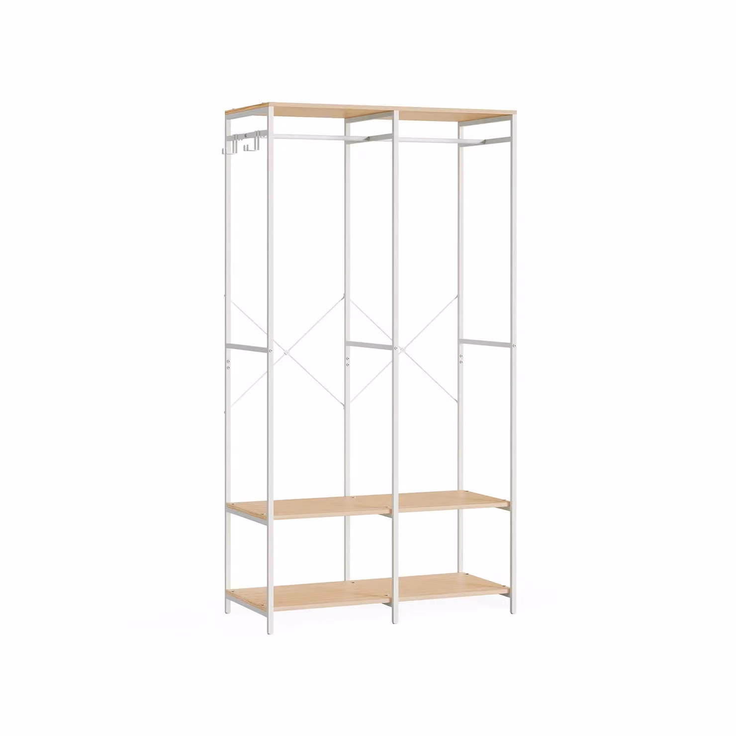 Guardaroba Portatile 40 x 141 x 180 cm Marrone Vintage, Beige Naturale / 40 x 94,5 x 180 cm