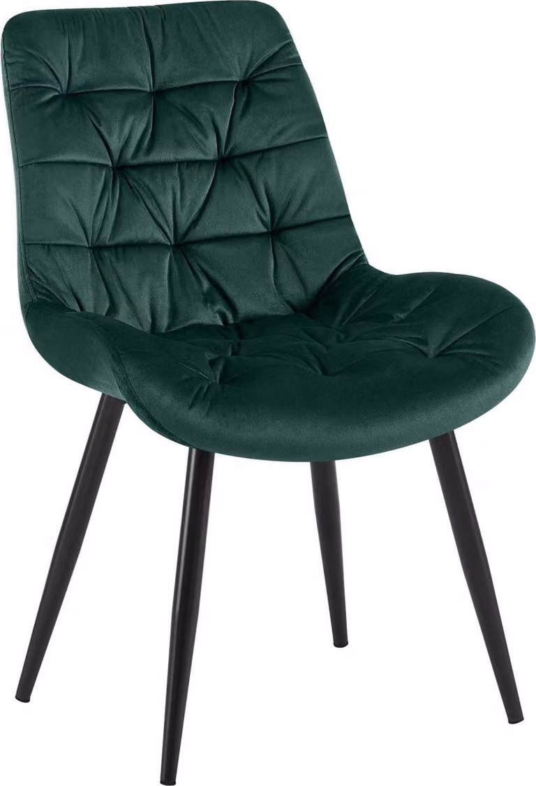 Sedia da pranzo, poltrona in velluto, elevato comfort di seduta - look senza tempo, colore: verde