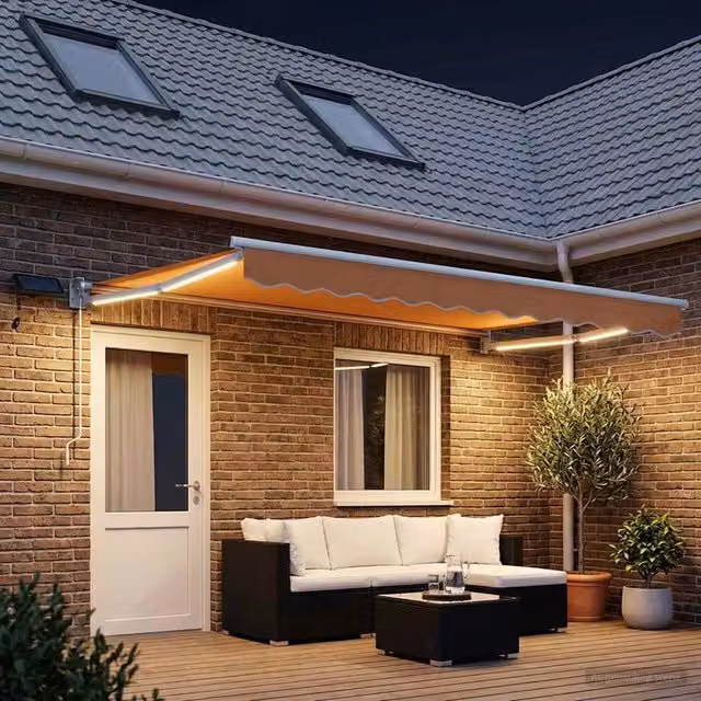 Tenda retrattile manuale con LED Sabbia 3426208