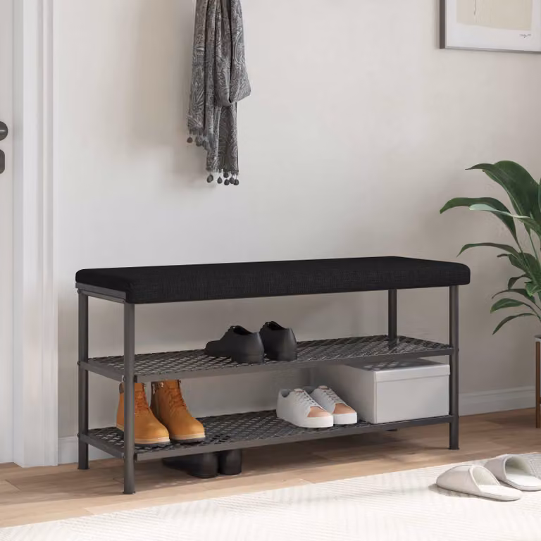 vidaXL Cuscino per panchina moderno in schiuma e poliestere nero L: 110 cm, P: 35 cm