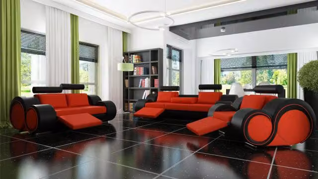 3/2/1 Sitzer Relax Couch Couchgarnitur Polstergarnitur Leder Sofa Sofagarnitur