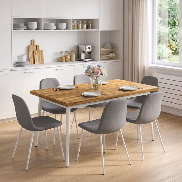 Piano del tavolo rettangolare in legno di acacia vidaXL con bordo naturale, marrone e bianco, L: 110 cm, P: 70 cm, H: 3 cm