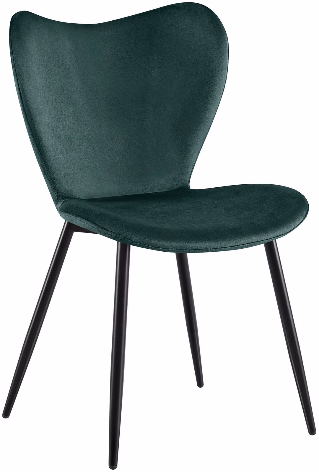 Sedia da pranzo Maika, imbottita, con schienale, portata massima 150 kg, colore verde. Materiale: velluto