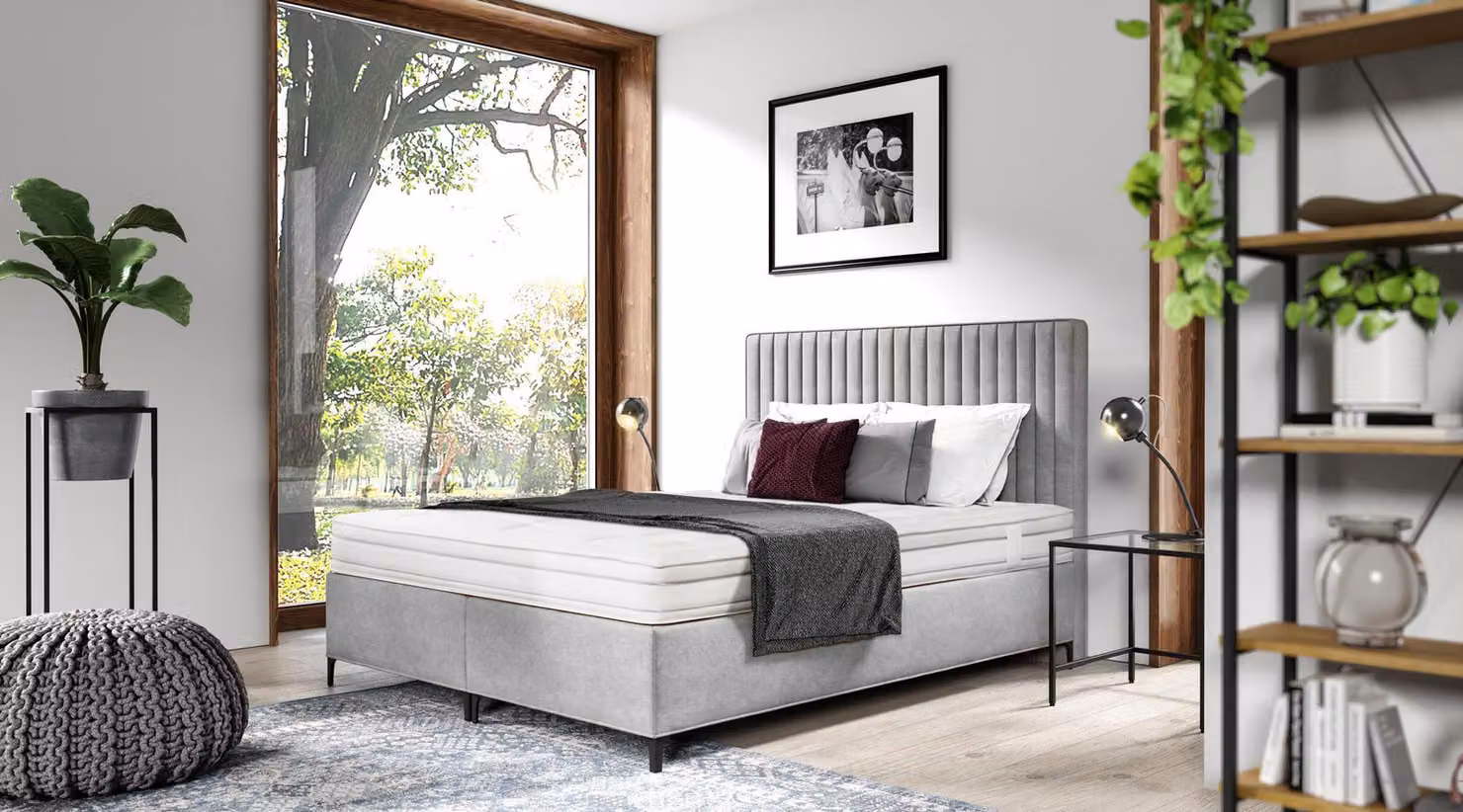 Polsterbett Schlafzimmer Bett Luxus Design Modern Holz Einrichtung Textil