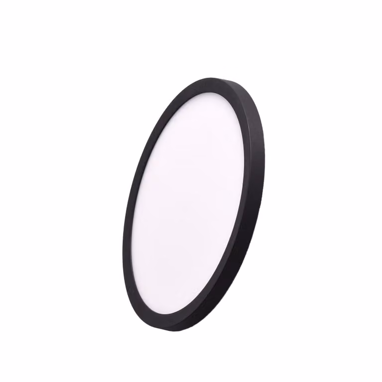 Plafoniera LED nera Ø225mm 18W IP44, montaggio a incasso/superficie, CCT 3000K/4000K/6000K, Ultra Slim 17mm, foro Ø65-200mm