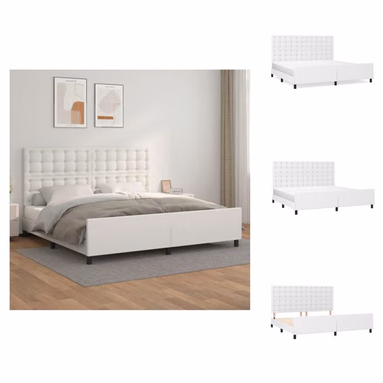 vidaXL Struttura letto con testiera bianca 200x200 cm in Pelle finta - Letti e strutture letto