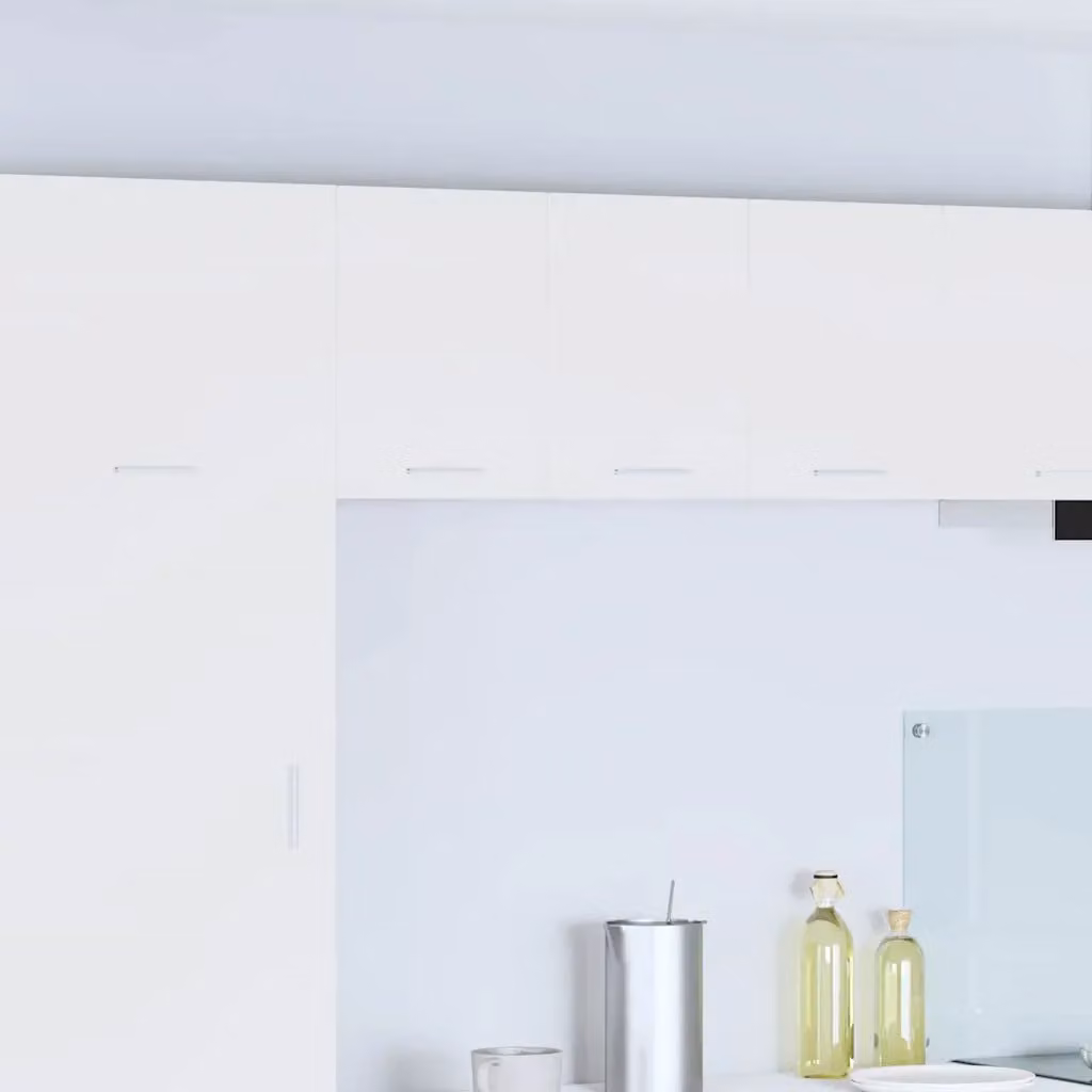 Set di 2 armadi pensili da cucina vidaXL bianchi in MDF con ante a battente e ripiani interni, design moderno e finitura opaca