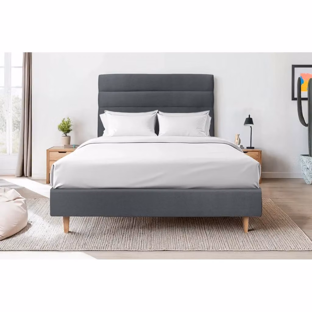 Testiera per letto Sommeil De Plomb in velluto grigio antracite, L: 200 cm – 2