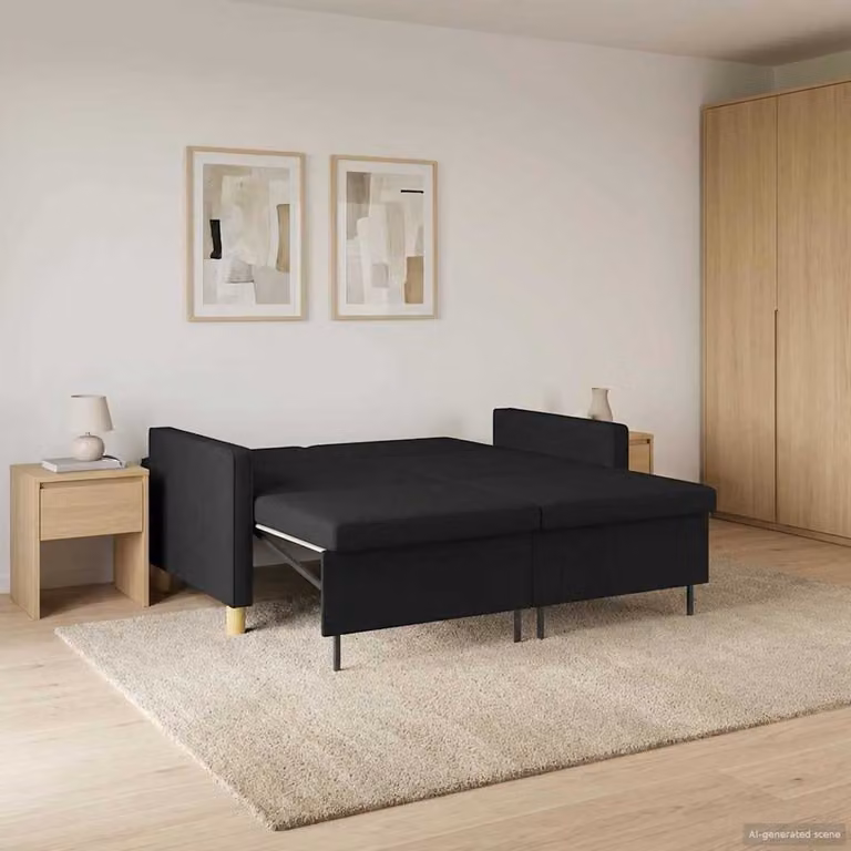 vidaXL Divano Letto Estraibile Moderno in Tessuto Nero e Giallo