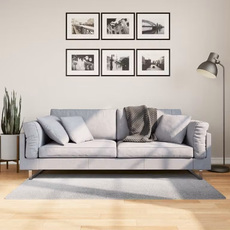Tappeto a pelo corto vidaXL IZA in stile scandinavico con motivo geometrico, Grigio, L 80 cm x P 150 cm