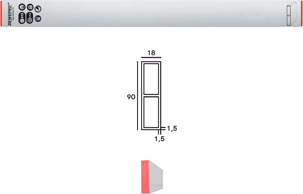 DEWEPRO Asta di livellamento in alluminio Asta di livellamento per intonaco 100cm 1m