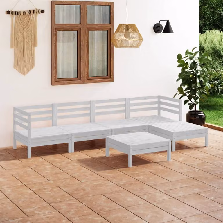 Maison Exclusive - Set Salotto da Giardino 6 pz in Legno Massello di Pino Bianco