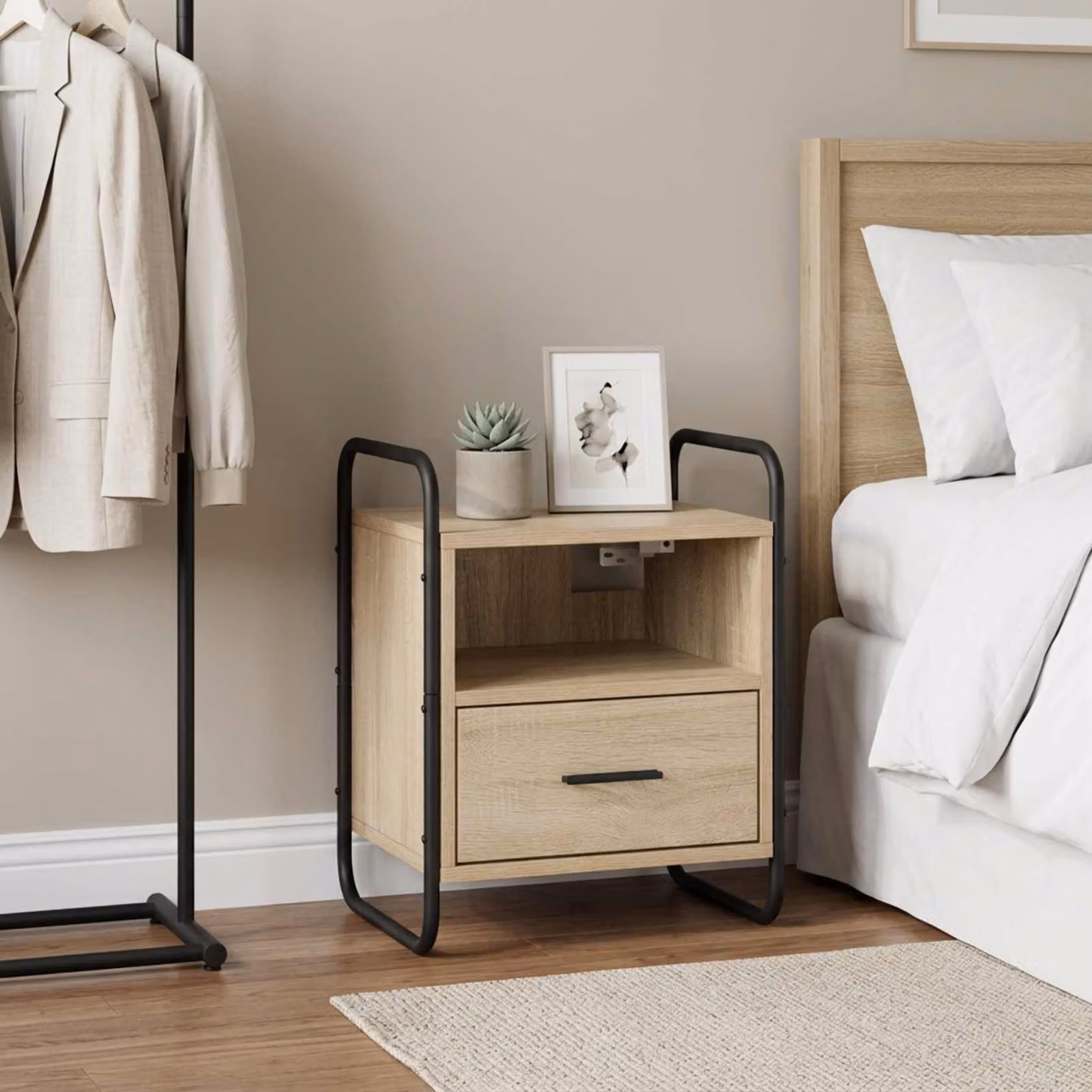 vidaXL Mobiletto da Letto Appeso Moderno in Rovere Sonoma, L/P/H: 40 x 30 x 50 cm
