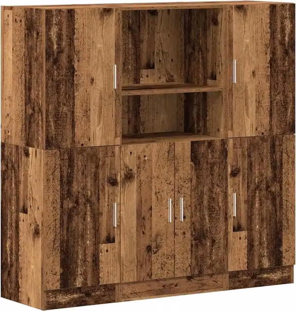 Set di Armadio pensile | Mobili da Cucina 3 pz Legno Antico in Truciolato