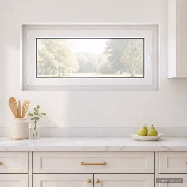 Finestra per seminterrato vidaXL in plastica bianca con vetro trasparente e apertura a vasistas L: 105,0 cm, H: 55,0 cm, P: 20,41 cm