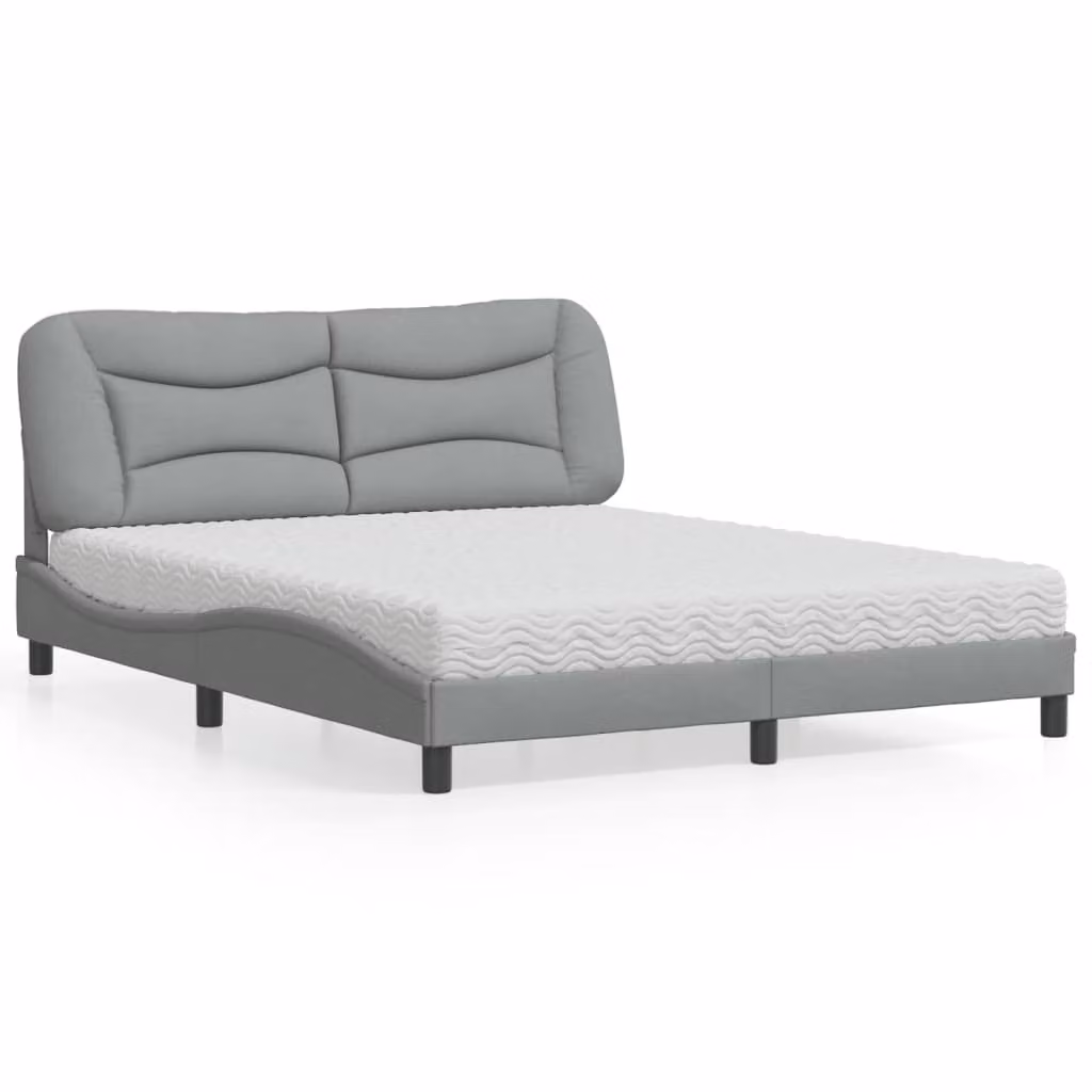 Letto con Materasso Hvar vidaXL Grigio Chiaro 160x200 cm in Tessuto