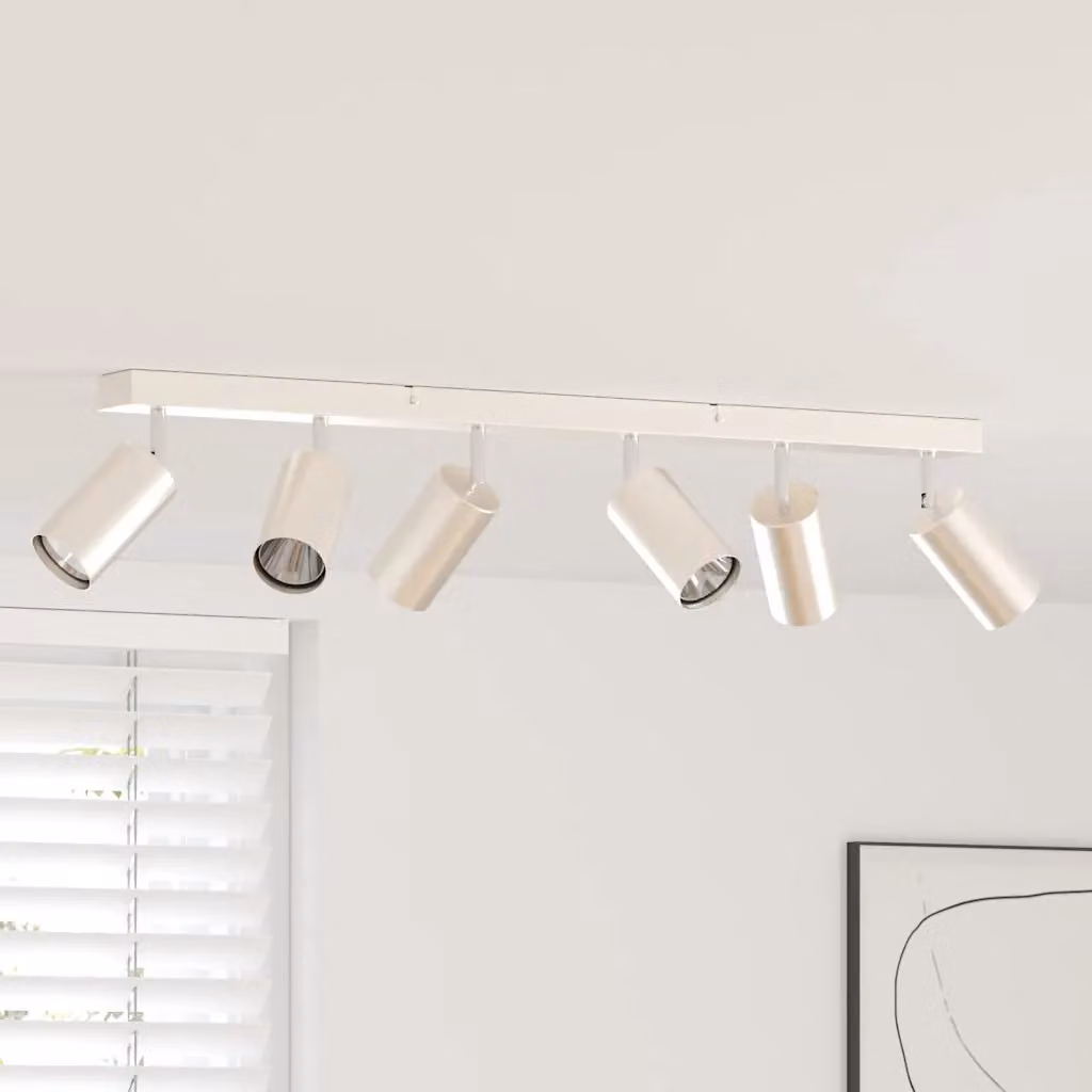 Faretto da soffitto regolabile vidaXL in metallo color argento, L 73 cm x P 6 cm x H 16 cm