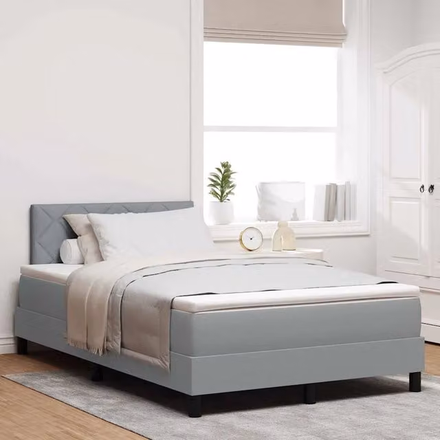 Letto ibrido con testiera in tessuto grigio vidaXL L: 120 cm, P: 200 cm, H: 28 cm