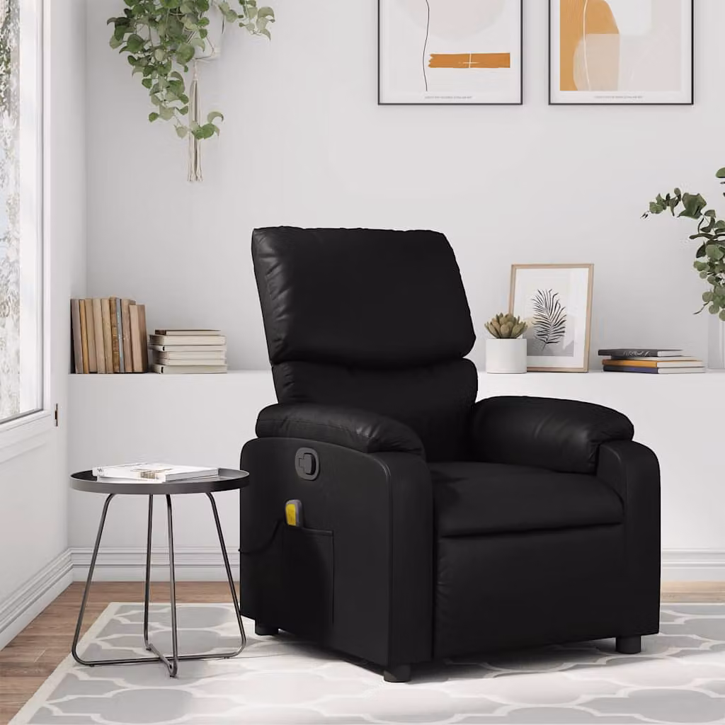 vidaXL Poltrona reclinabile relax in similpelle nera con braccioli