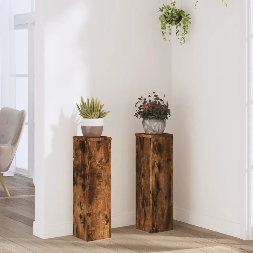 Set di 2 supporti per piante vidaXL in legno marrone, L/P/H: 17 x 17 x 60 cm