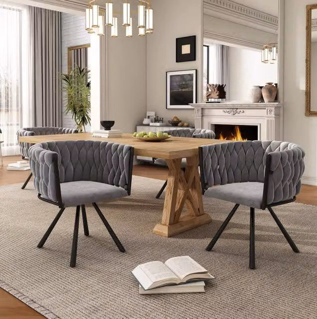 Set di 4 sedie da pranzo girevoli 59 x 54 x 72 cm velluto grigio