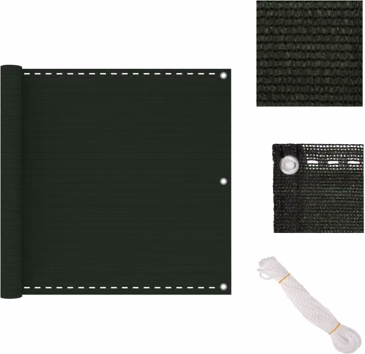 vidaXL Schermo privacy per balcone verde scuro 90x600 cm HDPE - Ombrelloni e tende da sole