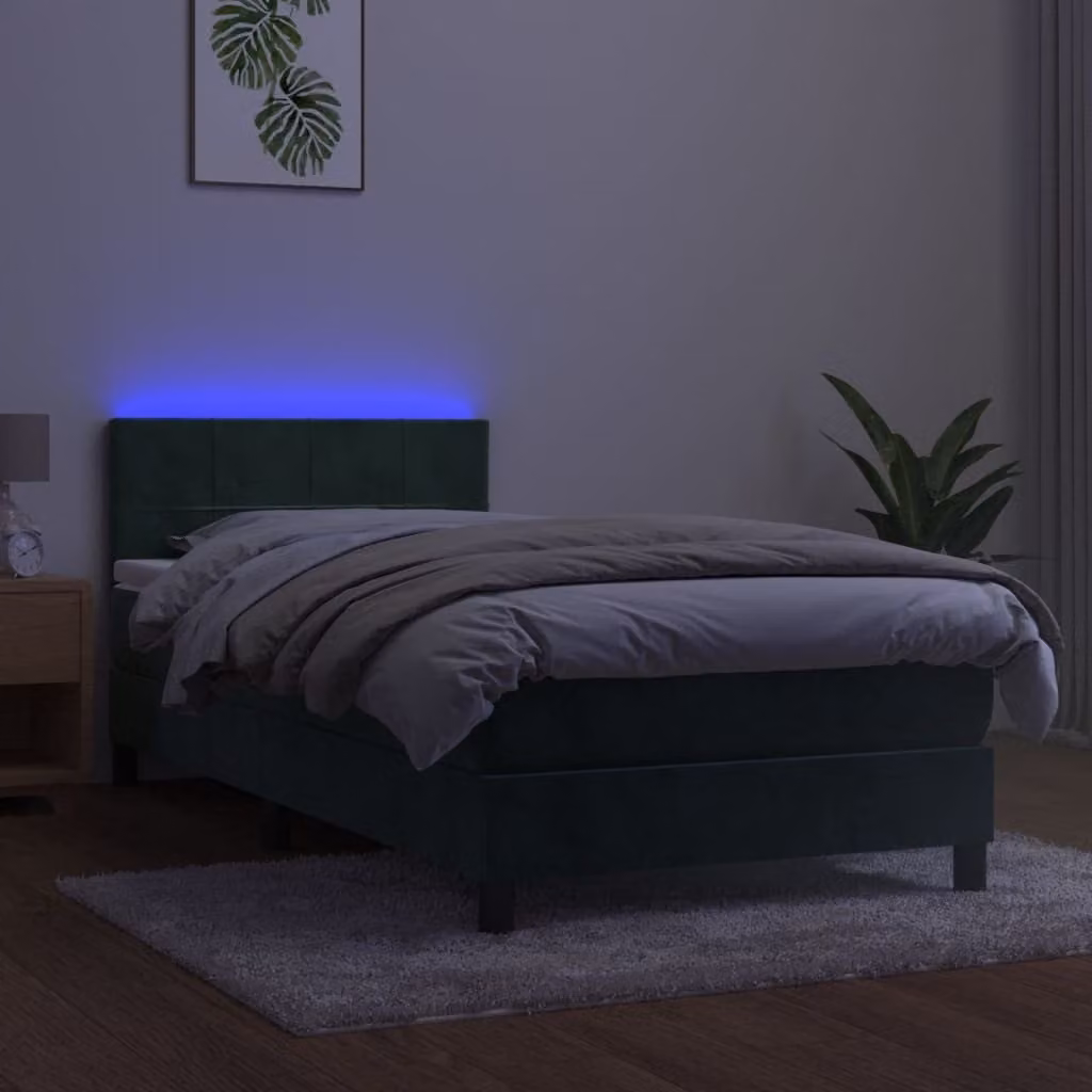 Maison Exclusive - Letto a Molle con Materasso e LED Verde Scuro 80x200cm Velluto