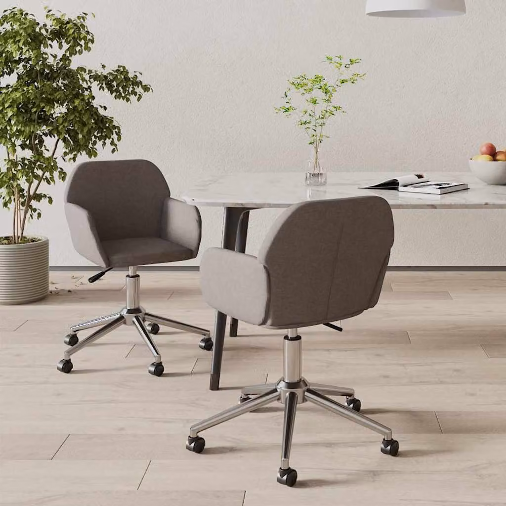 Set di 2 sedie da pranzo girevoli vidaXL in tessuto grigio con design moderno – 1
