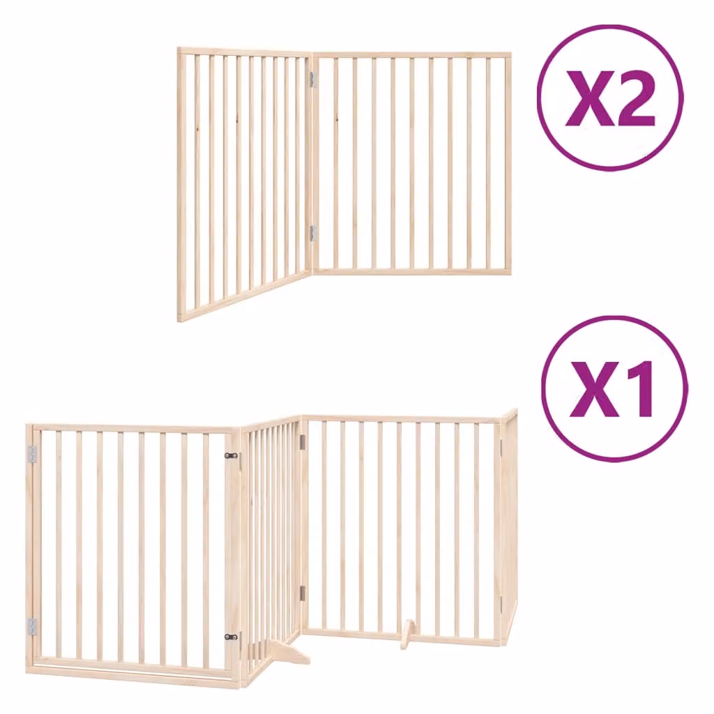 Cancello per Cani Porta Pieghevole 8 Pannelli 640 cm in Pioppo