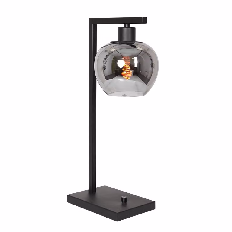 Lampada da tavolo - nero - Lotus - vetro metallo - lampada in vetro colorato - E27 - 3651ZW - Steinhauer