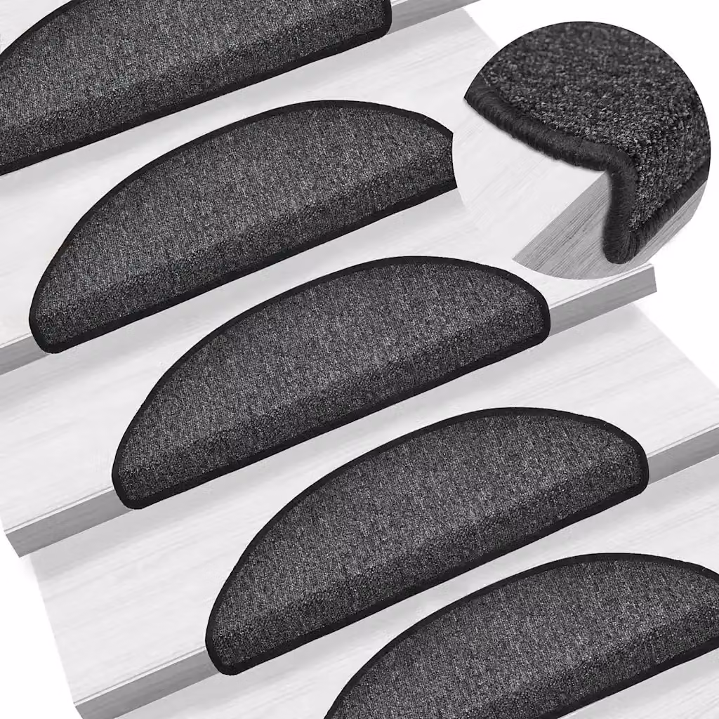 Set di 10 tappetini per scale semicircolari vidaXL in polipropilene, colore antracite, L: 56 cm, P: 17 cm, H: 3,5 cm