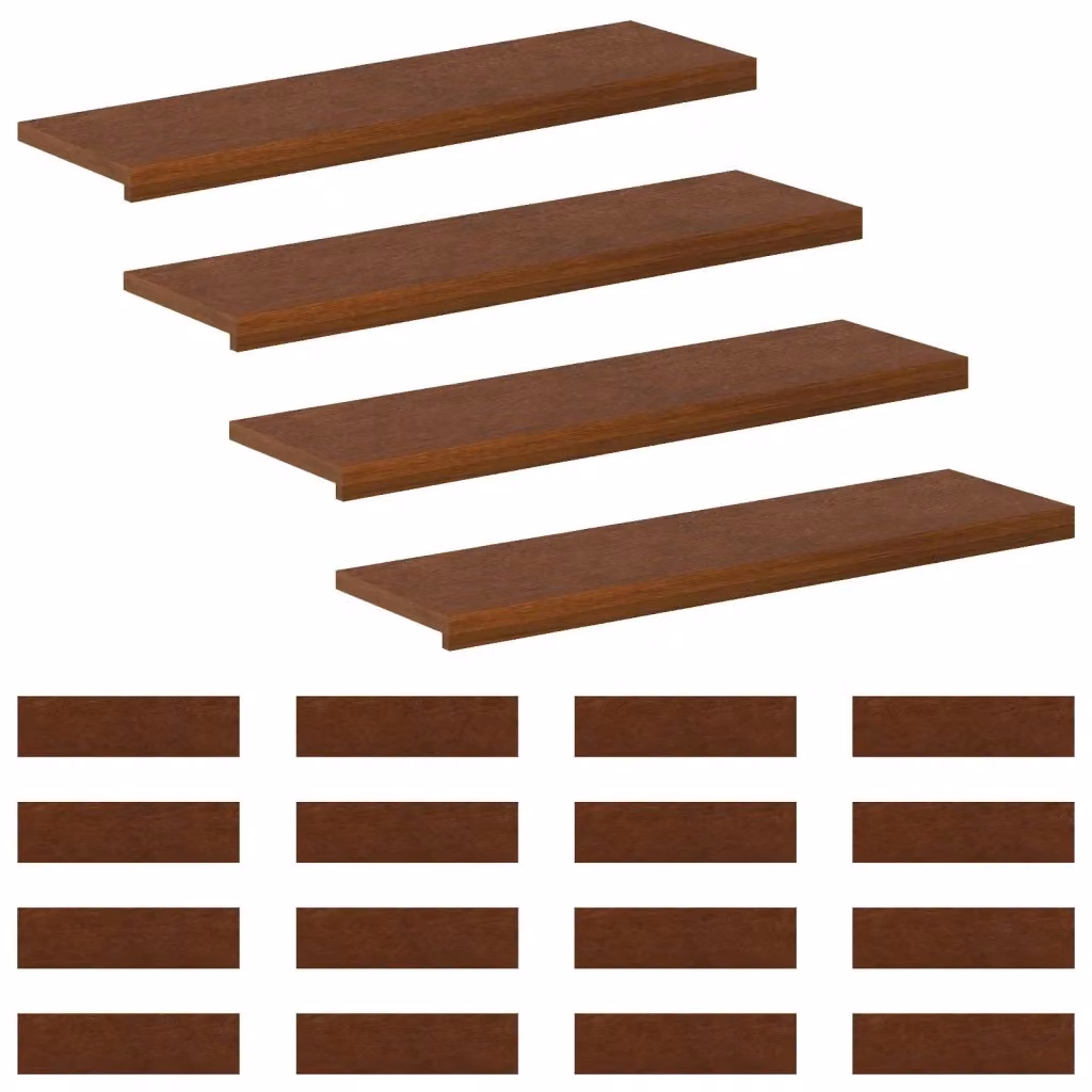 Set di 20 gradini per scale in legno lucidato vidaXL, Marrone Scuro, L 90 x P 25 x H 2 cm – 2