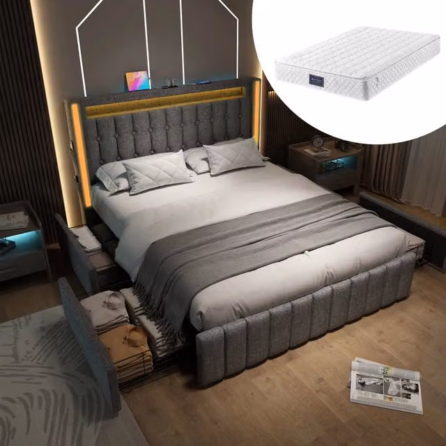 letto imbottito lino grigio 160x200 cm