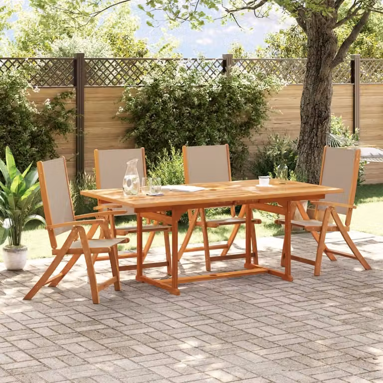 Maison Exclusive - Set da pranzo da giardino a 5 pezzi in legno massello di acacia e Textilene