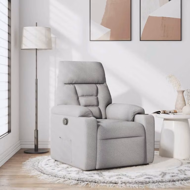 Poltrona Reclinabile in Tessuto Grigio Nuvola