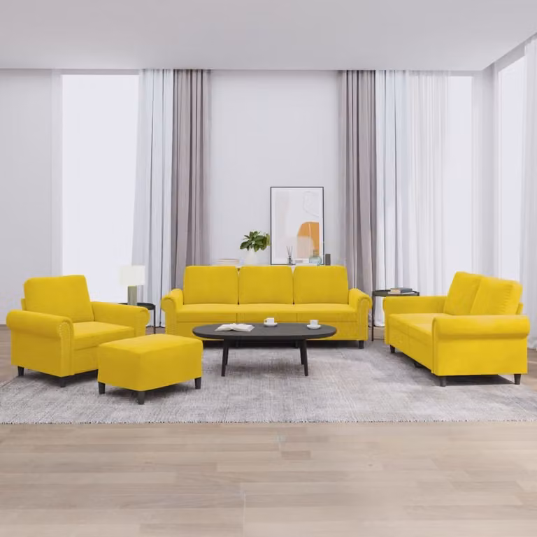 Maison Exclusive - Set divano 4 pezzi con cuscini in velluto giallo