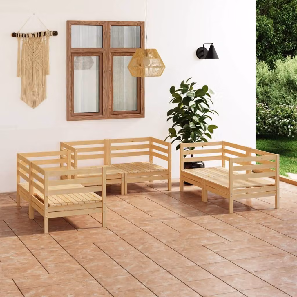 The Living Store Set da salotto da giardino in pino massiccio da 6 pezzi