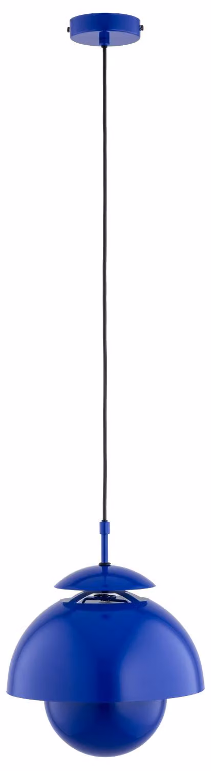 Lampada a sospensione con paralume aperto nella parte superiore RUNO blu-turchese 1xE27x15W metallo dim.: 85x27x27 cm IP20 Alfa