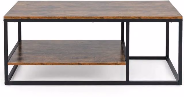 Tavolino rettangolare 105 x 50 x 42,5 cm con 2 ripiani pratico contenitore stile industriale legno marrone rustico 20_0013781