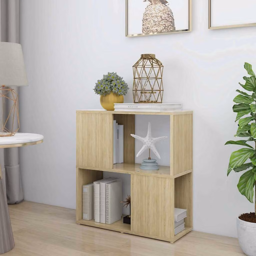 Libreria moderna vidaXL in MDF color beige e marrone, con pannello posteriore, L 60 cm x P 24 cm x H 63 cm